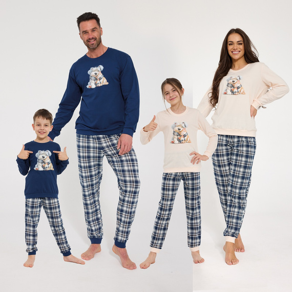 Pijama hombre Cornette Home Friends 115/322 100% algodón azul marino a cuadros