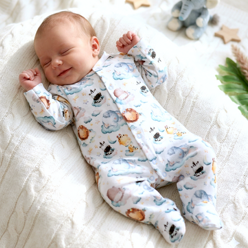 ABN-5608 Pijama para bebé Little Dreamers Nini de algodón orgánico - 100% de seguridad, cierres sin níquel, producción polaca