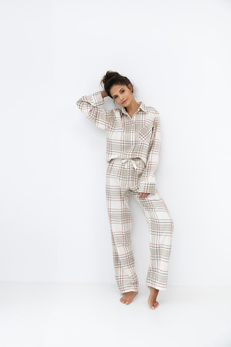 Pijama de mujer Adalyn Sensis - franela de algodón a cuadros, con botones