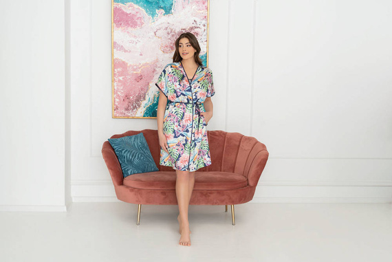 Albornoz Polynesia Ladies Moda Italiana - estampado floral