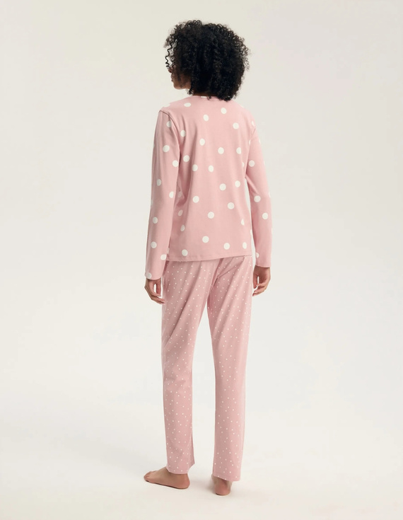 Henderson Gitte 45425 Pijama larga para mujer 100% algodón Escote en V dusty rose