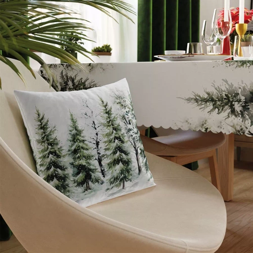 Bosque de invierno de Navidad funda de almohada de terciopelo verde Markizeta - decorativo, elegante, la producción polaca