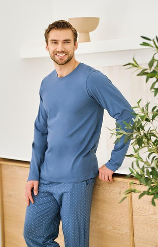3474 Lorenzo Pijama vaquero Taro Hombre - algodón, pantalón largo, bolsillos