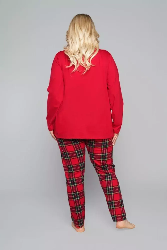 Pijama de mujer Zorza manga larga, pantalón Moda Italiana - rojo/estampado