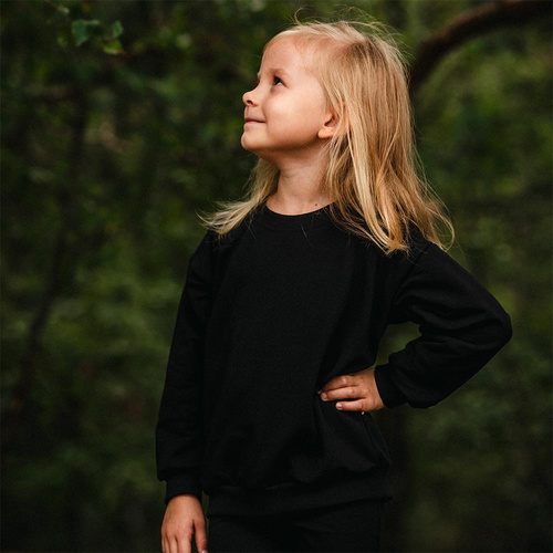 Simply Comfy Sudadera para niños Eevi - oversize, 100% algodón, negra