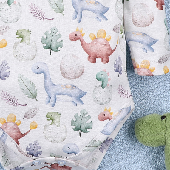 ABN-5564 Body Dino Explorer de algodón orgánico estampado Nini, manga larga