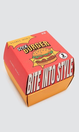 Ysabel Mora 17501 Calcetines Unisex Burger 3 Pares de Algodón Regalo