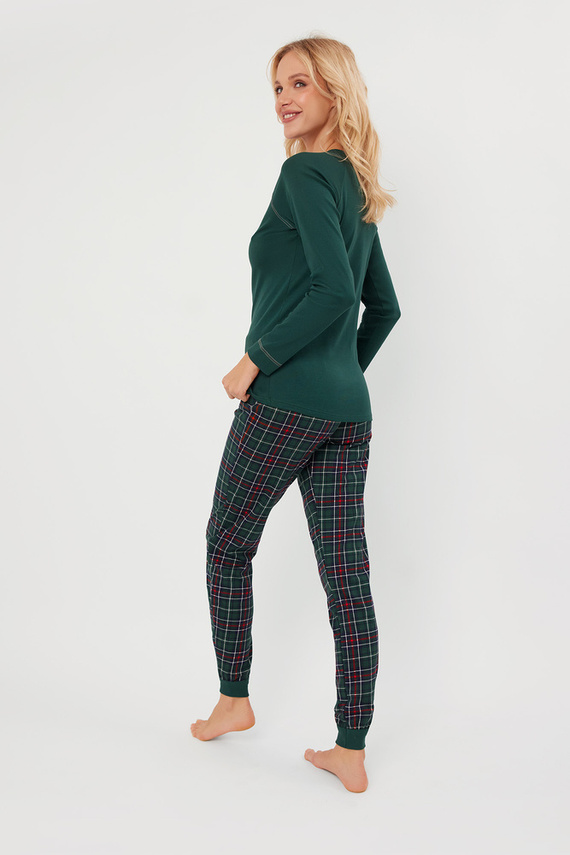 Foggia Pijama señora manga larga, pantalón largo Moda Italiana - verde/estampado