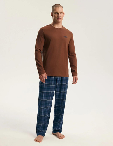 Pijama para hombre Henderson 45451 Imago marrón 100% algodón franela premium