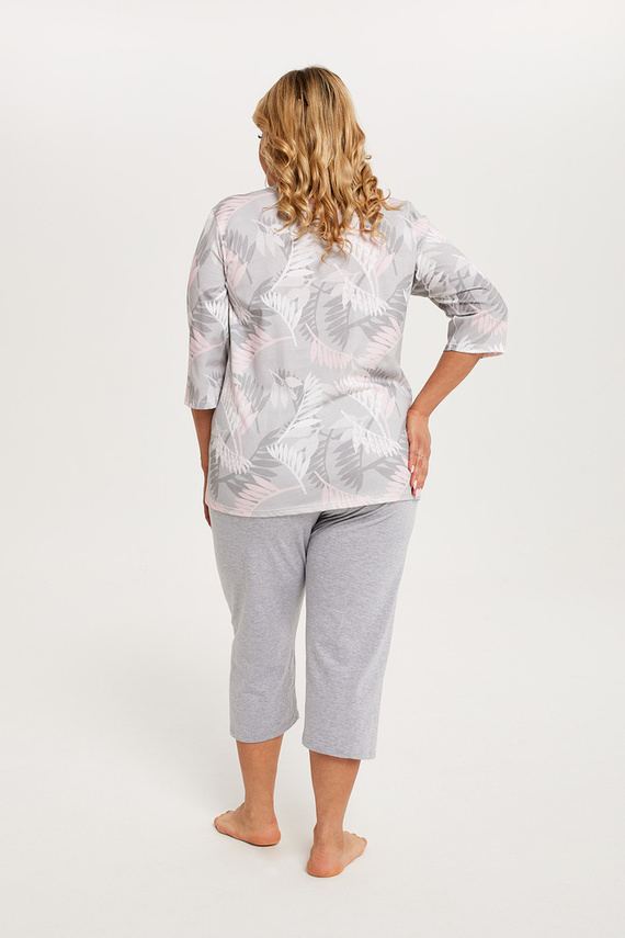 Bartonia Pijama de mujer manga 3/4 y pantalón 3/4 Moda Italiana - estampado/melange