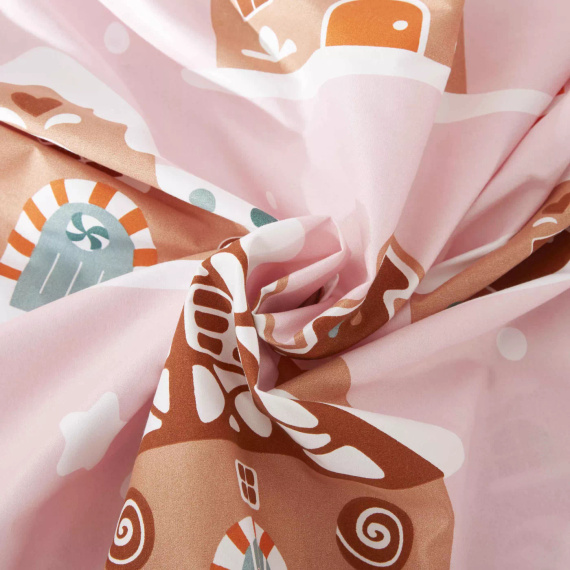 Gingerhouse Navidad microsatin ropa de cama casas de pan de jengibre rosa I25 Spod Igły i Nitki - suave, lisa y duradera