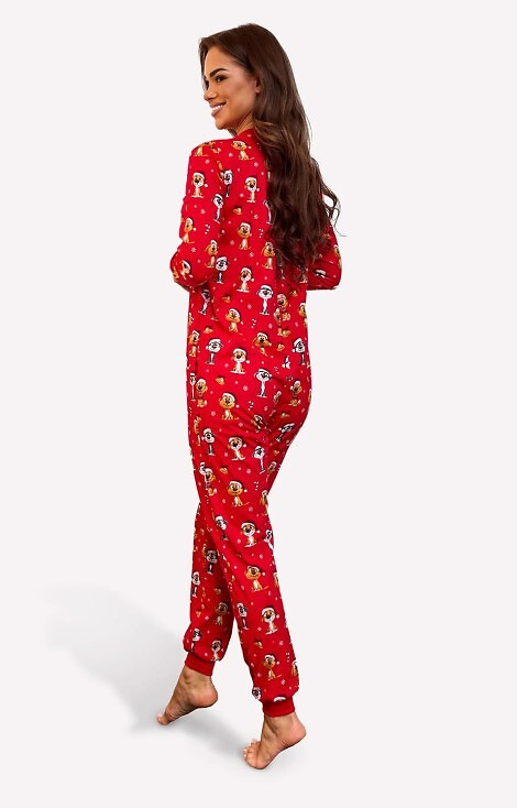 786/473 Mono de mujer Dog 3 Cornette - rojo, festivo, algodón