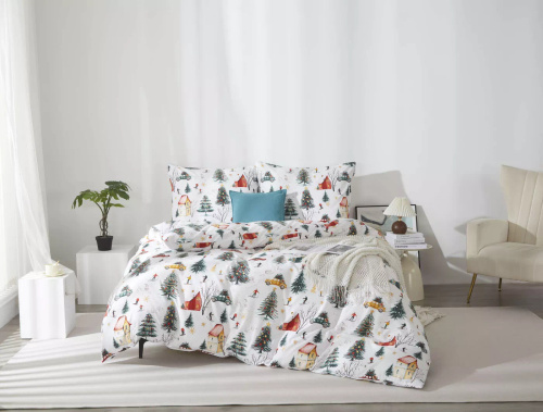 Xmass Esquí Navidad ropa de cama de microsatin blanco I25 Spod Igły i Nitki - suave, lisa y duradera