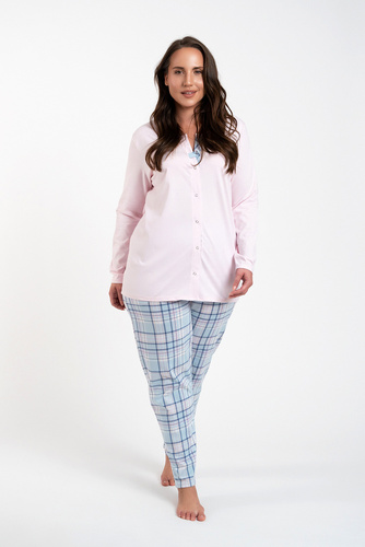 Pijama y pantalón de manga larga Emilly Unzipped Ladies' Italian Fashion - rosa/estampado
