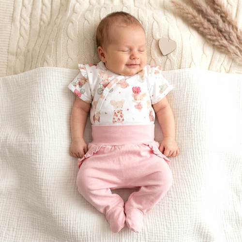 ABN-5542 Semi-cama para bebé de algodón orgánico Nini Happy Animals - comodidad, seguridad, respetuosa con el medio ambiente