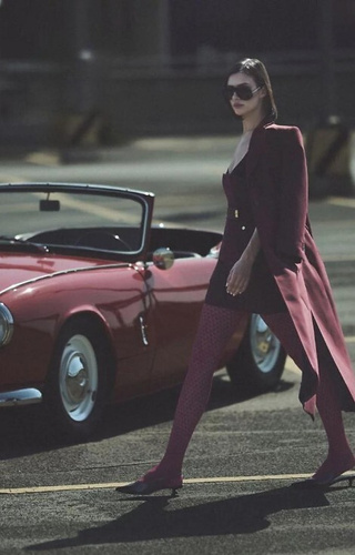 1233 Cherie Leotardos Gabriella 60 den burdeos - motivo corazón, 3D