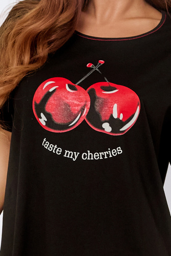Camisa de mujer de manga corta Cherry Italian Fashion - negro