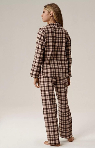 NLP-505 Pijama de mujer Atlantic marrón - franela, cremallera, cuadros, algodón