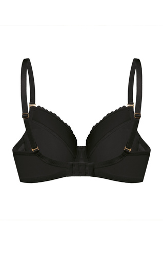 Sujetador copa entera Petra Mefemi by Nipplex - negro, sujeción estable, copas de encaje, interior de algodón, inserciones push-up extraíbles