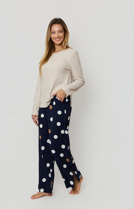 Oceane PW85 Pijama de mujer Mefemi-viscosa, de guisantes, con lazos