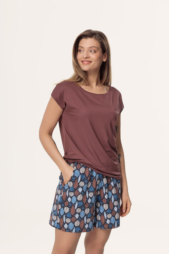 Pijama mujer Matilda PI71 Mefemi by Nipplex marrón - viscosa, algodón short