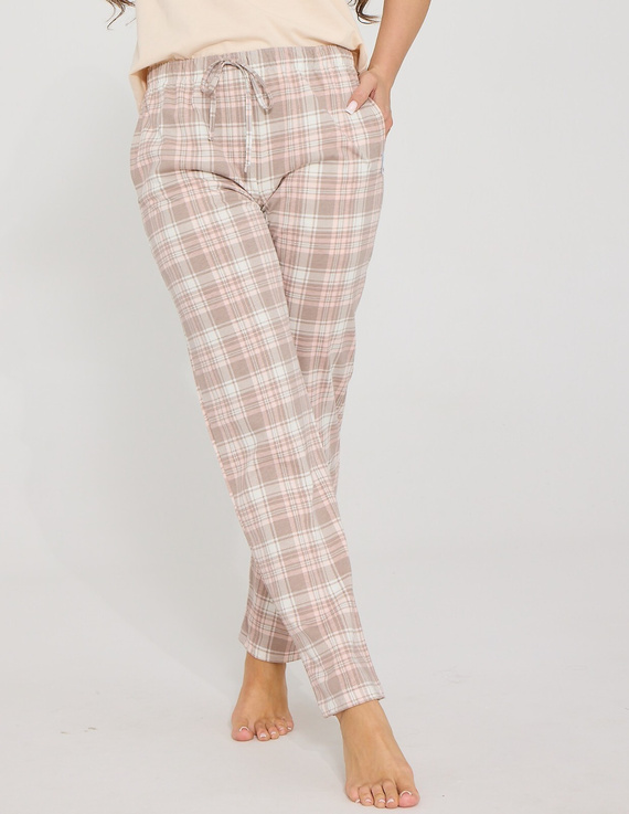 Pantalones de pijama para mujer Cornette 690/51 100% algodón cuadro pastel