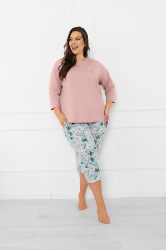 Pijama señora Perlis - manga 3/4 y pantalón, algodón Moda Italiana