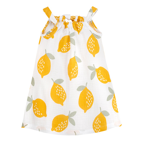 Vestido de muselina sin tirantes Pinokio con estampado de limones