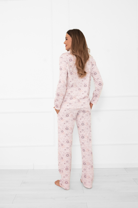 Pijama de mujer Satui - algodón, manga larga y pantalón, estampado floral Moda Italiana