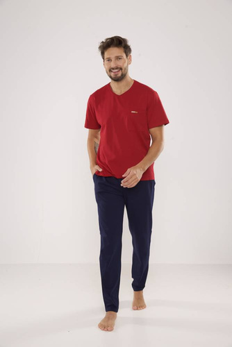 624 Kevin Forex Pijama de hombre - granate - azul marino