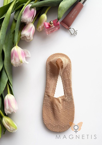 Bailarinas Magnetis GC-251144 de encaje con silicona – calcetines invisibles mujer beige