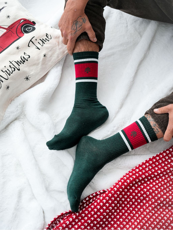 1290.040 Christmas tree sock - calcetines de Navidad para hombre Milena, verde botella
