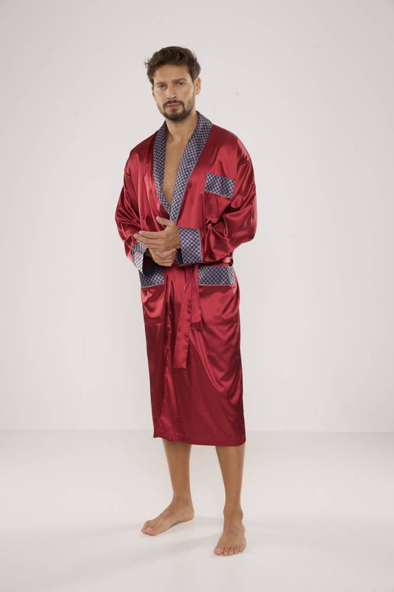 940 Albornoz de satén para hombre Forex - granate
