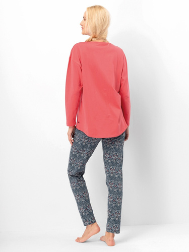 Pijama de señora Key LNS 703 de algodón coral, manga larga, elegante