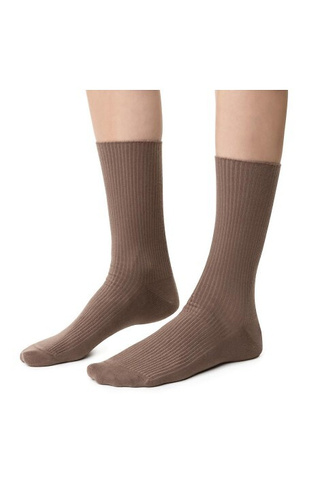 Arte. 062 Calcetines de señora Steven 013 beige oscuro - de canalé, sin prensar, algodón