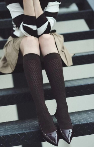 606 Glam Calcetines 40 den Gabriella chocco - estampado geométrico, suaves y elásticos