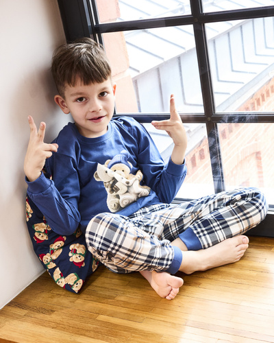 593/174 966/174 Pijama de niño Cornette Bears | Algodón, manga larga, pantalón a cuadros