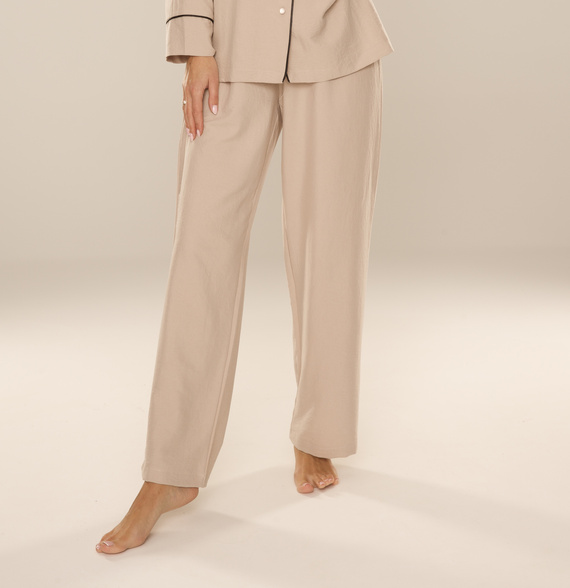 Maeve 875 De Lafense pantalón de pijama de mujer - largo, liso, con bolsillos - arena