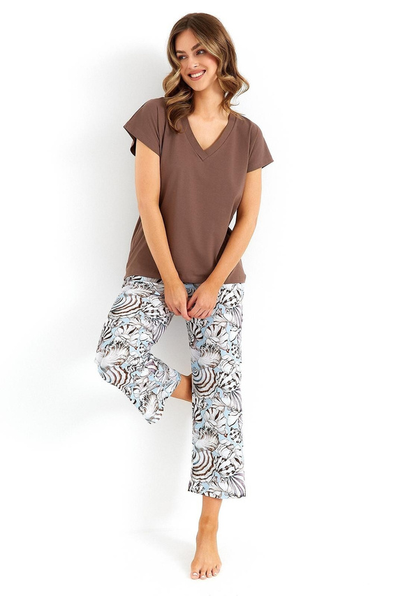 485 Cana pijama mujer chocolate - algodón, dos piezas, elegante