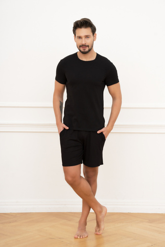 Ikar Camiseta manga corta Hombre Moda Italiana - negro