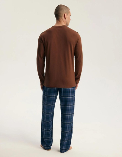 Pijama para hombre Henderson 45451 Imago marrón 100% algodón franela premium
