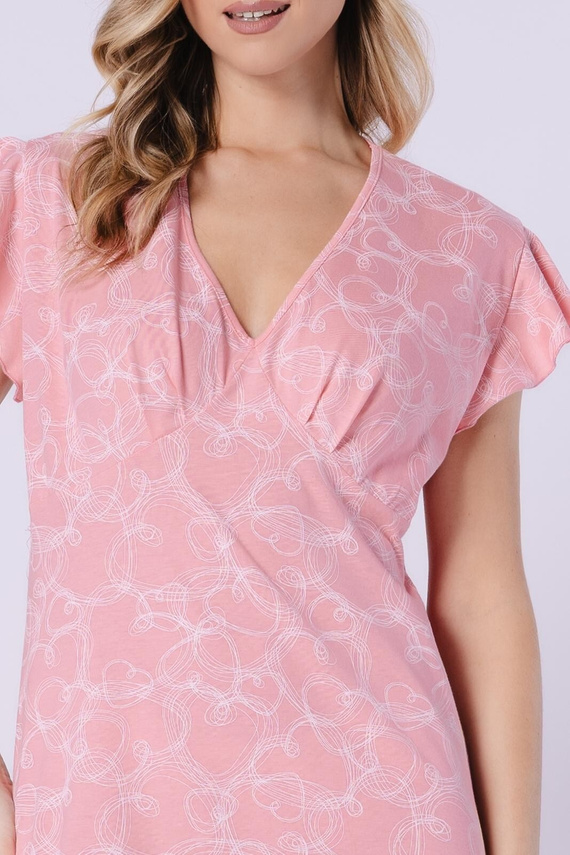 Marietta Leveza 1714 camisón de algodón coral hasta la rodilla, escote en V