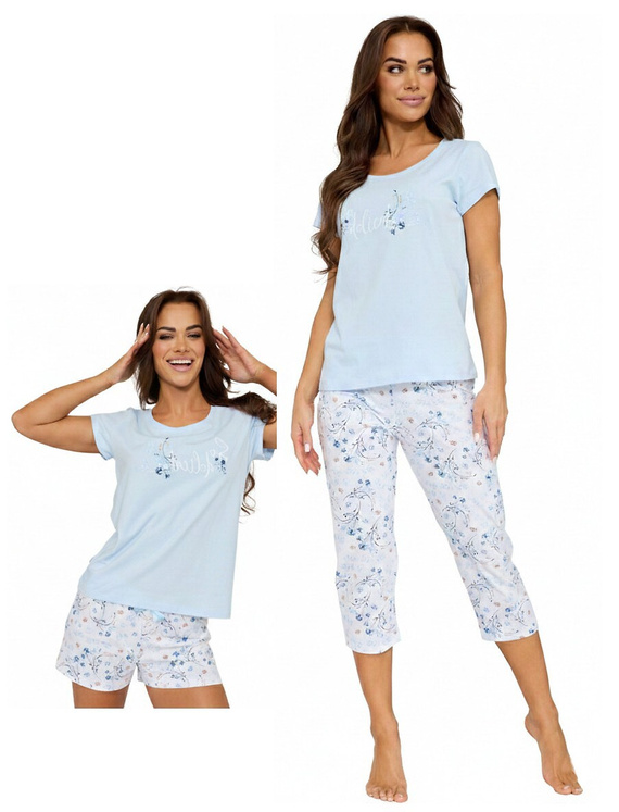 466/344 Delicado pijama de tres piezas Cornette para mujer - Pijama de algodón cómodo y elegante