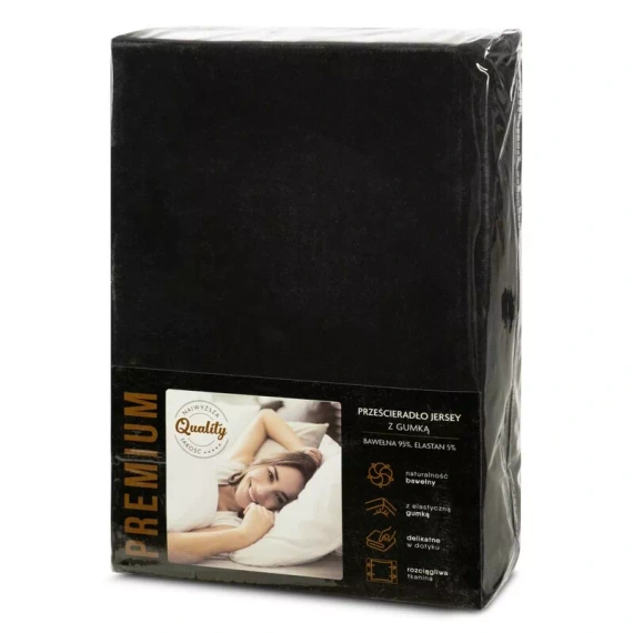 Sábana ajustable Jersey 4 Eurofirany con goma algodón elastano 190 g/m² negro