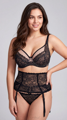 Unikat Sedina Soft Negro Sujetador Suave de Encaje con Aros