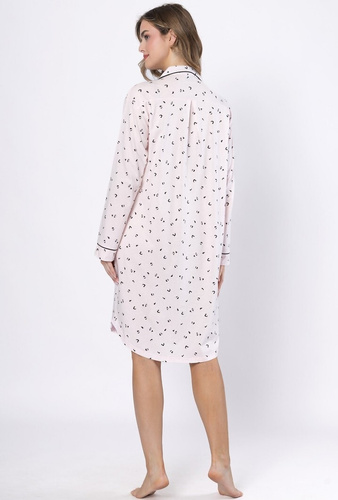 Camisón Laveza Angela 1619 - rosa claro, algodón, manga larga, cierre con botones