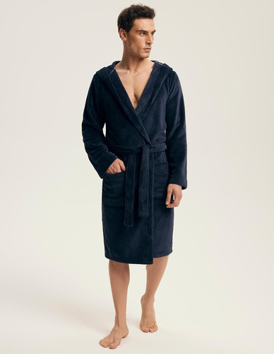 Henderson albornoz para hombre 43374 Naps navy- capucha, punto cálido, comodidad y elegancia
