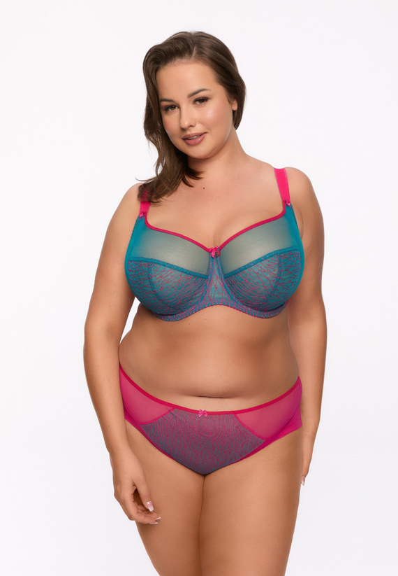 BSM 1294 Cintia sujetador maxi Gaia soft - fucsia-turquesa, diseño S16MX, tul y bordado