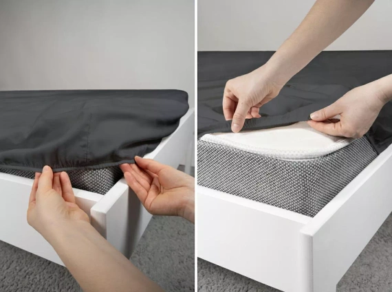 Sábana ajustable de microsatén Poly Detexpol lisa y práctica black