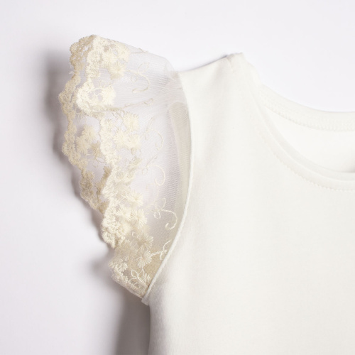 Blusa 221138 Nicol blanca algodón con encaje elegante niña